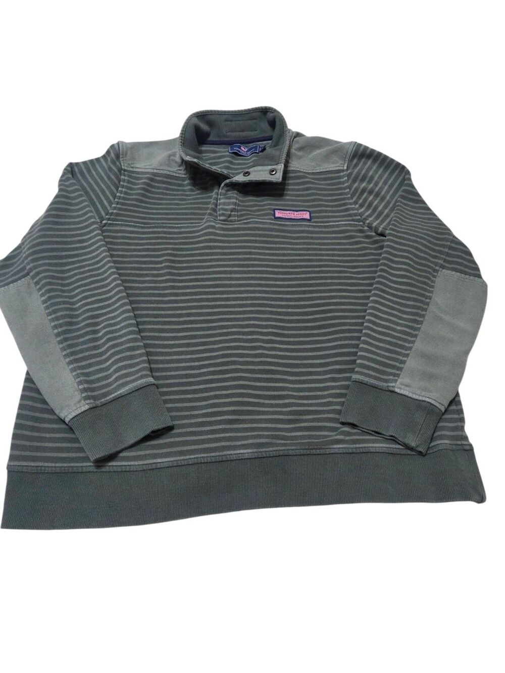 Vineyard Vines Quarter Snap Shep Shirt Men's M Green Stripe Pullover Collar E241